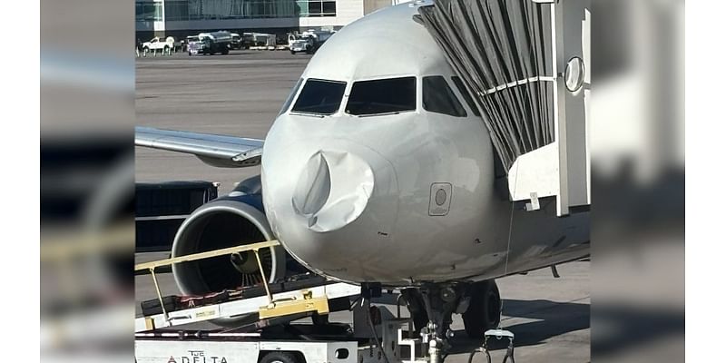 Passenger captures mysterious dent on nose of Delta plane after landing