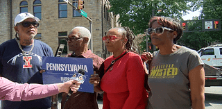 Dozens of supporters, protesters flock to downtown Johnstown for VP Harris campaign stop