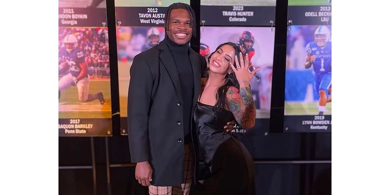 Travis Hunter in Complete Awe as Fiancée Leanna Lenee Rocks Customized Apparel to Honor Him