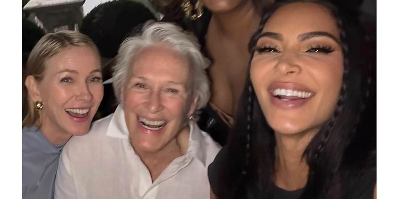 Kim Kardashian poses with Naomi Watts, Glenn Close and more for All's Fair set selfies