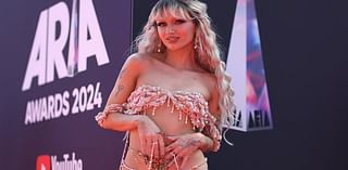 Pop star Peach PRC almost suffers a wardrobe malfunction as her crochet outfit perilously hangs off her slender frame at the 2024 ARIA Awards