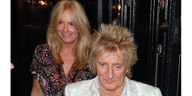 Rod Stewart, 79, enjoys a late night date with his wife Penny Lancaster, 53, after he was forced to deny rumours of a marriage 'rift'