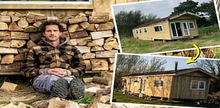 Man Converts Static Caravan Into Off-Grid Log Cabin for Just $12K