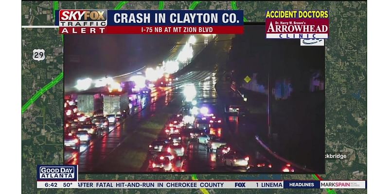 Multiple crashes blocking lanes around in metro Atlanta as result of rain