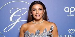 Eva Longoria puts on a glamorous display in a strapless silver sequin gown at Global Gift Gala in Paris