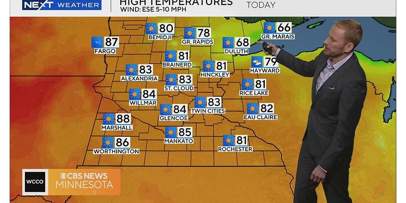 Warmth and sunshine persist before temps return to average on Tuesday