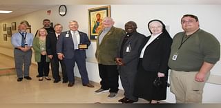 The West Virginia Knights of Columbus present an icon of St. Joseph to WVU Medicine St. Joseph’s Hospital