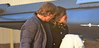 Tom Cruise is seen with his agent Maha Dakhil as they arrive in London in his helicopter - after she stepped down from CAA board over post accusing Israel of genocide