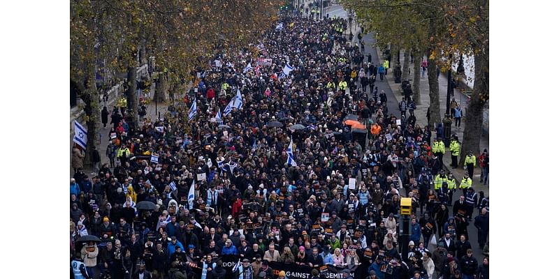 Tens of thousands attend march against antisemitism in London