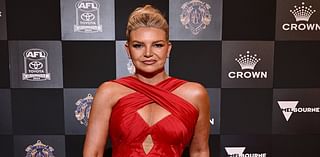 Channel Seven's Rebecca Maddern commands attention in daring red gown at Brownlow Medal 2024 - after simmering tensions over hotshot ABC presenter doing her job were revealed