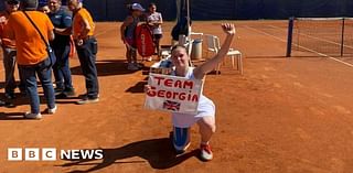 standing tennis star celebrates victorious year