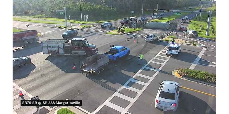 FHP officials respond to a tractor trailer and vehicle crash in Bay County