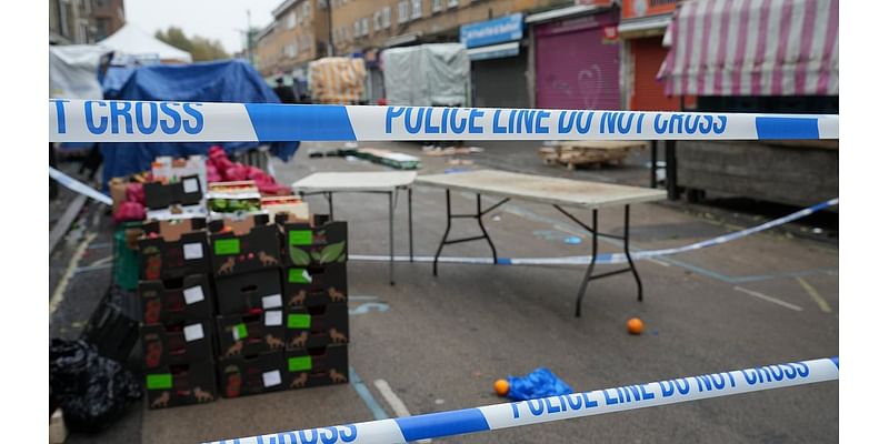 Man charged with murder after 77-year-old stabbed to death at London market amid rampage that saw two others rushed to hospital with knife wounds