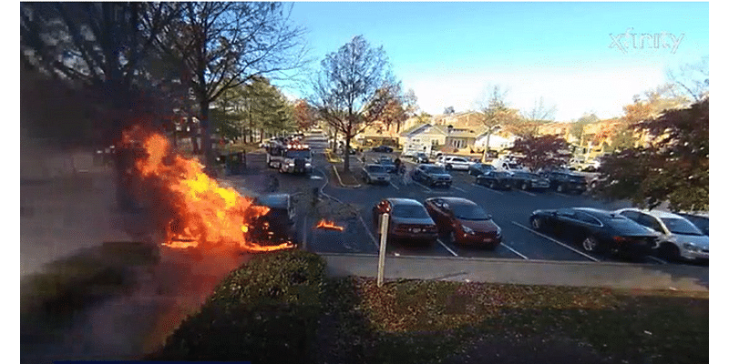 WATCH: Discarded cigarette causes two cars to catch on fire in Frederick