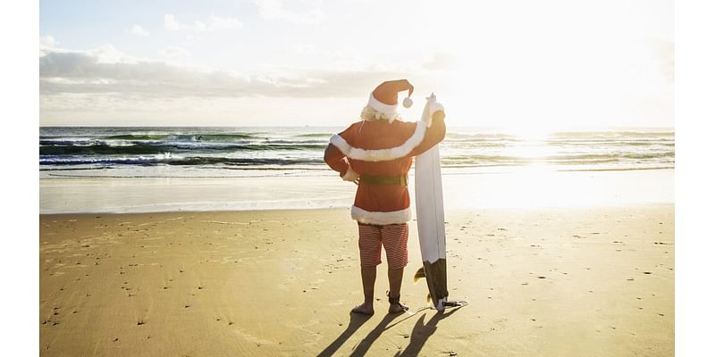 Surfin' Santa will ride glad tides at these California shores