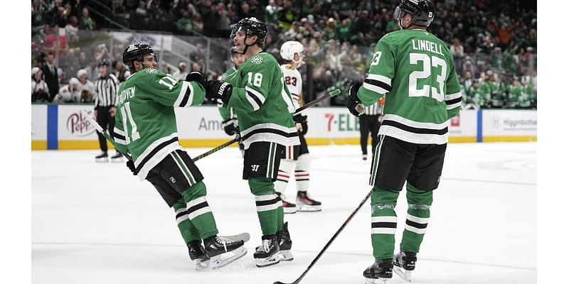 Steel scores once, assists Tyler Seguin as Stars beat Blackhawks 3-1 in return home from Finland