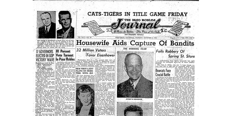 Looking Back to 1952: Paso Robles sees 81% voter turnout, housewife aids bandit capture