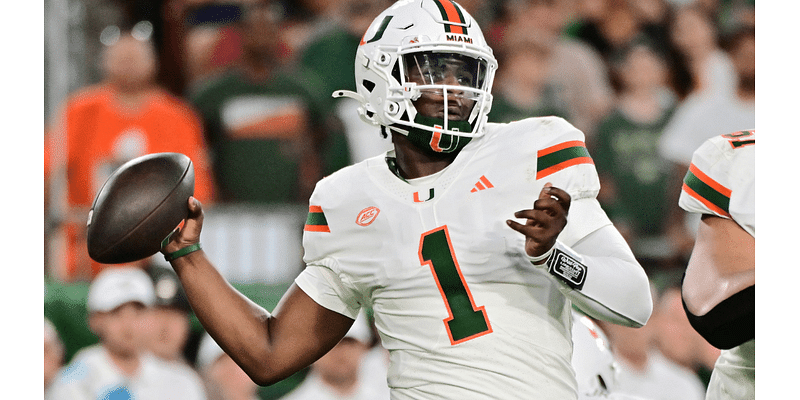 Cam Ward tops 15,000 career passing yards in Miami Hurricanes' 50-15 rout of South Florida