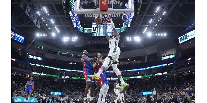 With key teammates out, Giannis Antetokounmpo steps up with 59 points to lead Bucks over Pistons