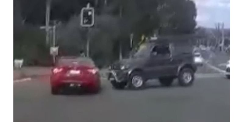 Watch the terrifying moment a P-plater allegedly speeds through a red light before hitting a grandmother and toddler on a footpath