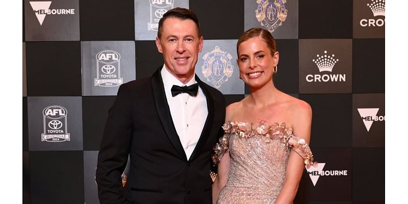 Collingwood coach Craig McRae cuts a stylish figure as he steps out with wife Gabrielle at 2024 Brownlow Medal Awards