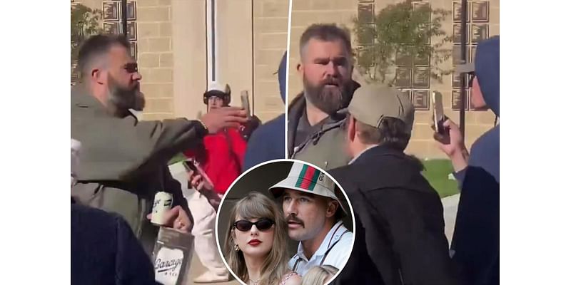 Jason Kelce slams Penn State student’s phone to ground after brother Travis gets called a slur for dating Taylor Swift