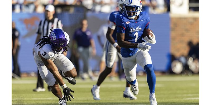 SMU gets 4 TDs from Smith and three more with offense watching, beats TCU 66-42 after Dykes ejected