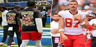 Chiefs players wear custom Travis Kelce T-shirts before Chargers game in support of criticism-plagued tight end