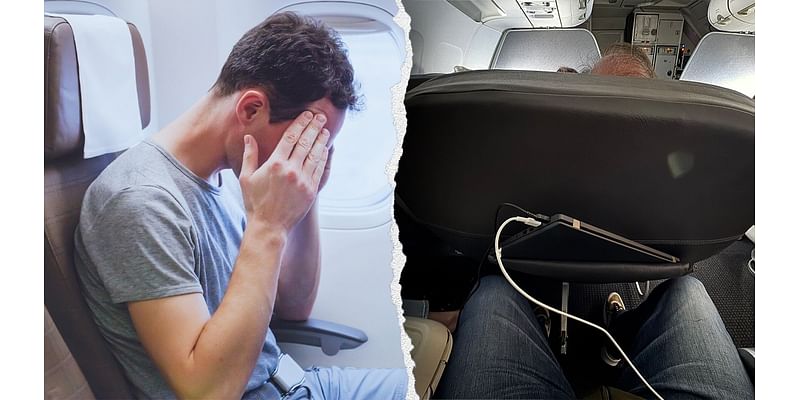 Airline passenger shares photo of 'reclined' seat debacle: 'Dude is in my lap'