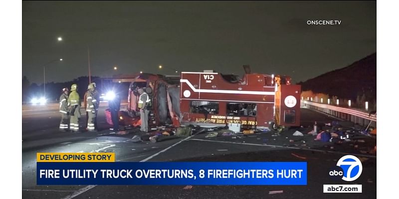 OC fire chief to provide update on conditions of 8 firefighters hurt in crash on Irvine freeway