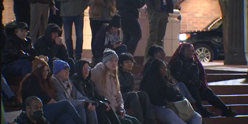 Protestors gather in Pioneer Courthouse Square post election