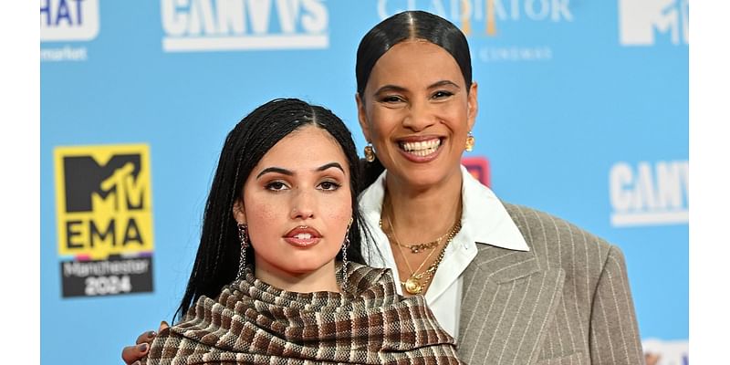 Mabel, 28, rocks a quirky checked dress as she joins her chic mum Neneh Cherry, 60, on the MTV European Music Awards red carpet