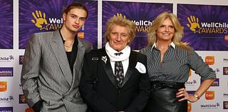 Sir Rod Stewart, 79, and leather-clad wife Penny Lancaster, 53, join son Alistair, 18, at WellChild Awards - after shutting down marriage 'rift' rumours