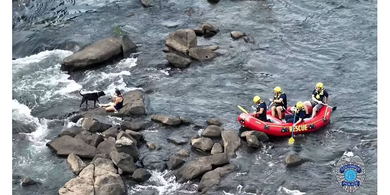 Woman stranded on rocks in Chattahoochee River saved by Columbus authorities, video shows