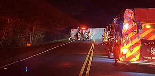 1 hospitalized after tractor-trailer overturns in Conway area