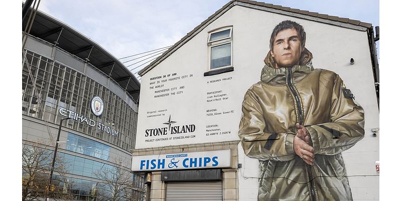 Liam Gallagher mural on fish and chip shop in Manchester leaves people in stitches - as they all make the same joke