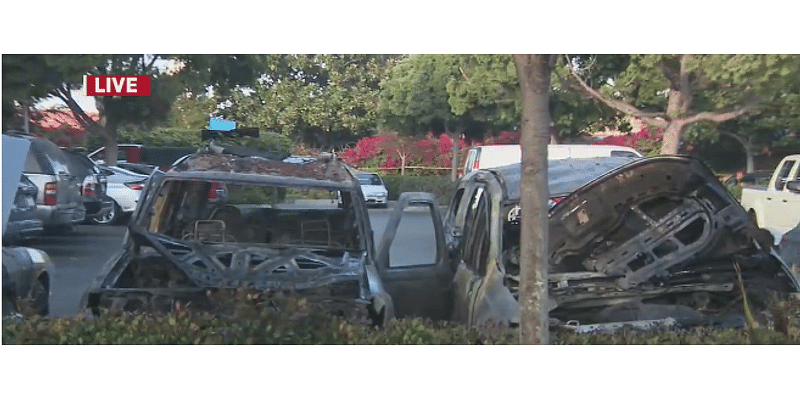 Four vehicles damaged by fire in Liberty Station parking lot