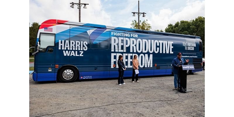 Harris' abortion rights bus tour aims for votes the big rallies don't reach