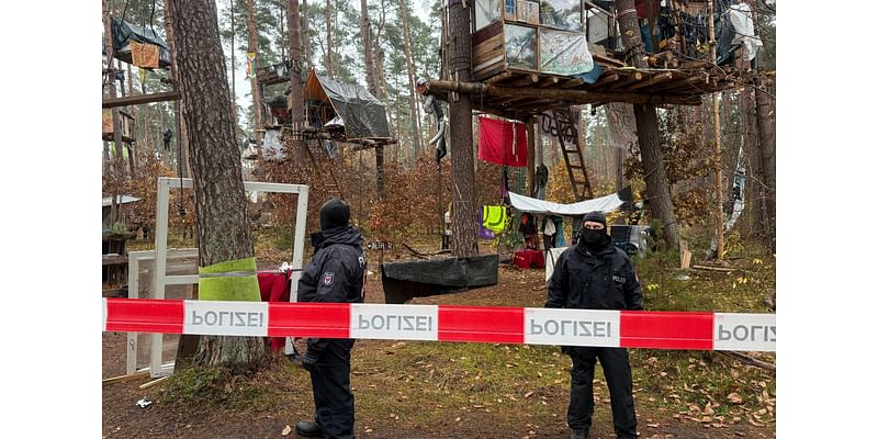 German police break up an environmental activists' camp near Tesla plant outside Berlin