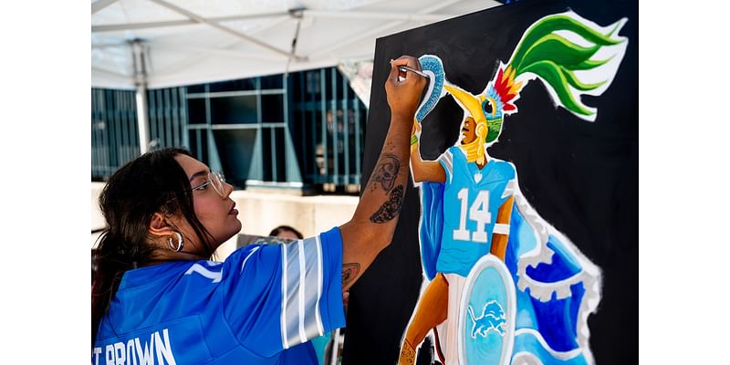 Lions Amon-Ra or Huitzilopochtli? Detroit artist paints star receiver as Aztec Sun God