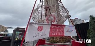 Salvation Army installing world's tallest red kettle in Downtown Detroit on Friday