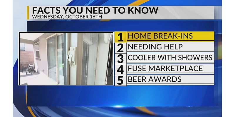 KRQE Newsfeed: Home break-ins, Warehouse fire, Cooler with showers, Fuse Makerspace, Beer awards