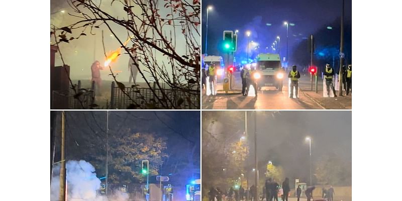 Gangs of youths attack police with bricks and fireworks