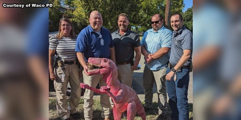 Rosie the Velociraptor returned to Callahan and King Law Firm after stolen two years ago