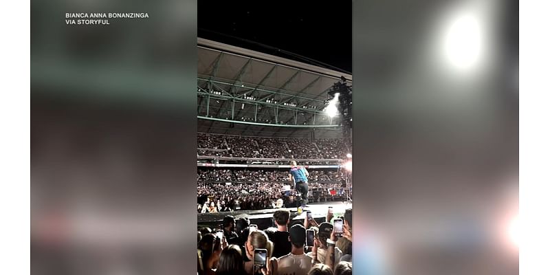 Chris Martin falls into hole in stage during Coldplay gig in Australia, video shows