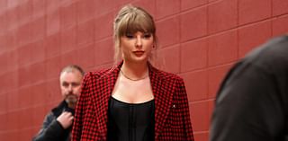 Taylor Swift Wears Versace Mini Skirt at Chiefs Game on November 10