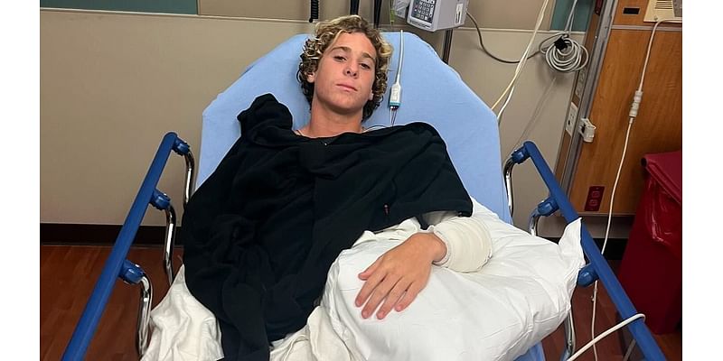 Florida teen bitten by shark reveals moment he knew predator latched onto his arm while surfing