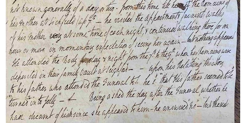 Lost manuscript tells of eerie 1785 ghost visit that ‘turned man to jelly’