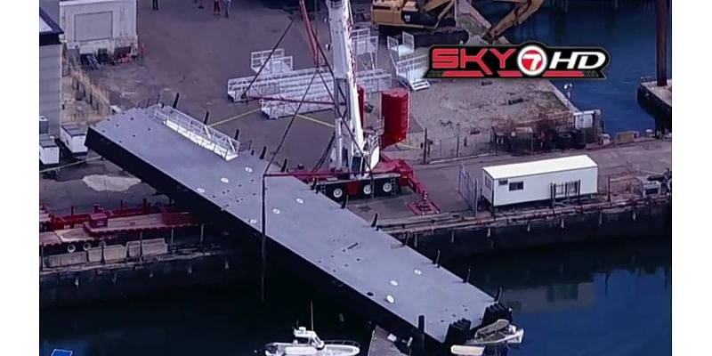 Crane collapses, drops barge onto boat in Boston Harbor - Boston News, Weather, Sports