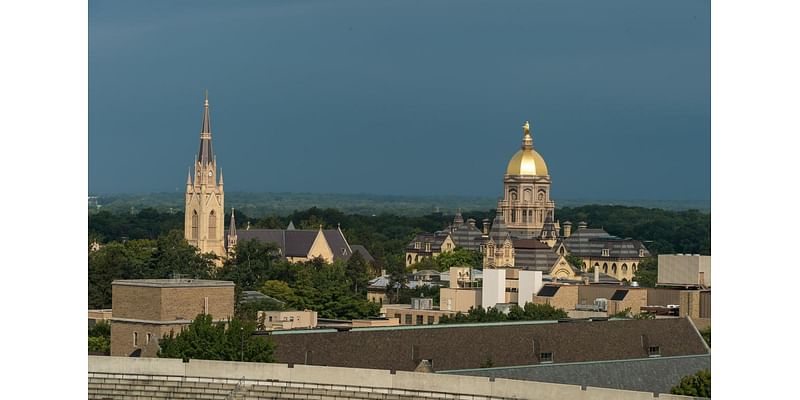 EarthCam shows showers passing through Notre Dame day before game